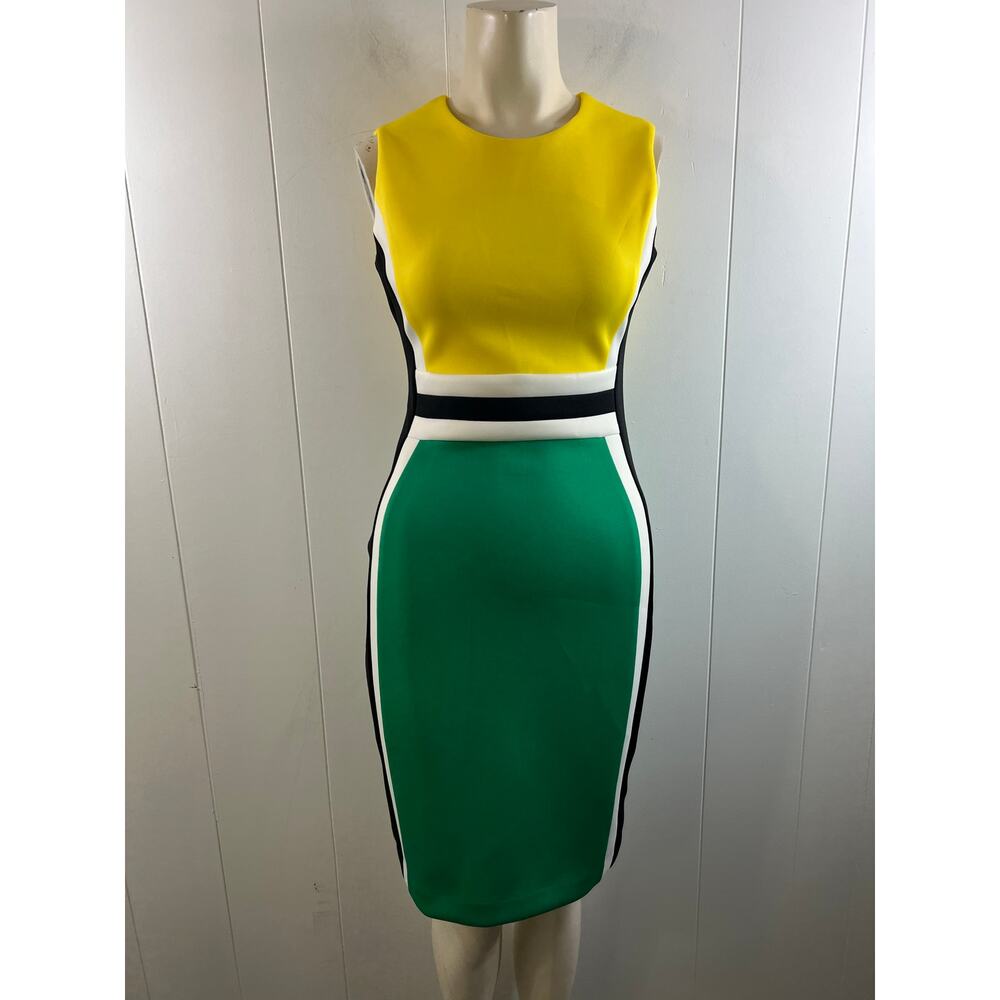 Calvin Klein Yellow and Green Midi Dress